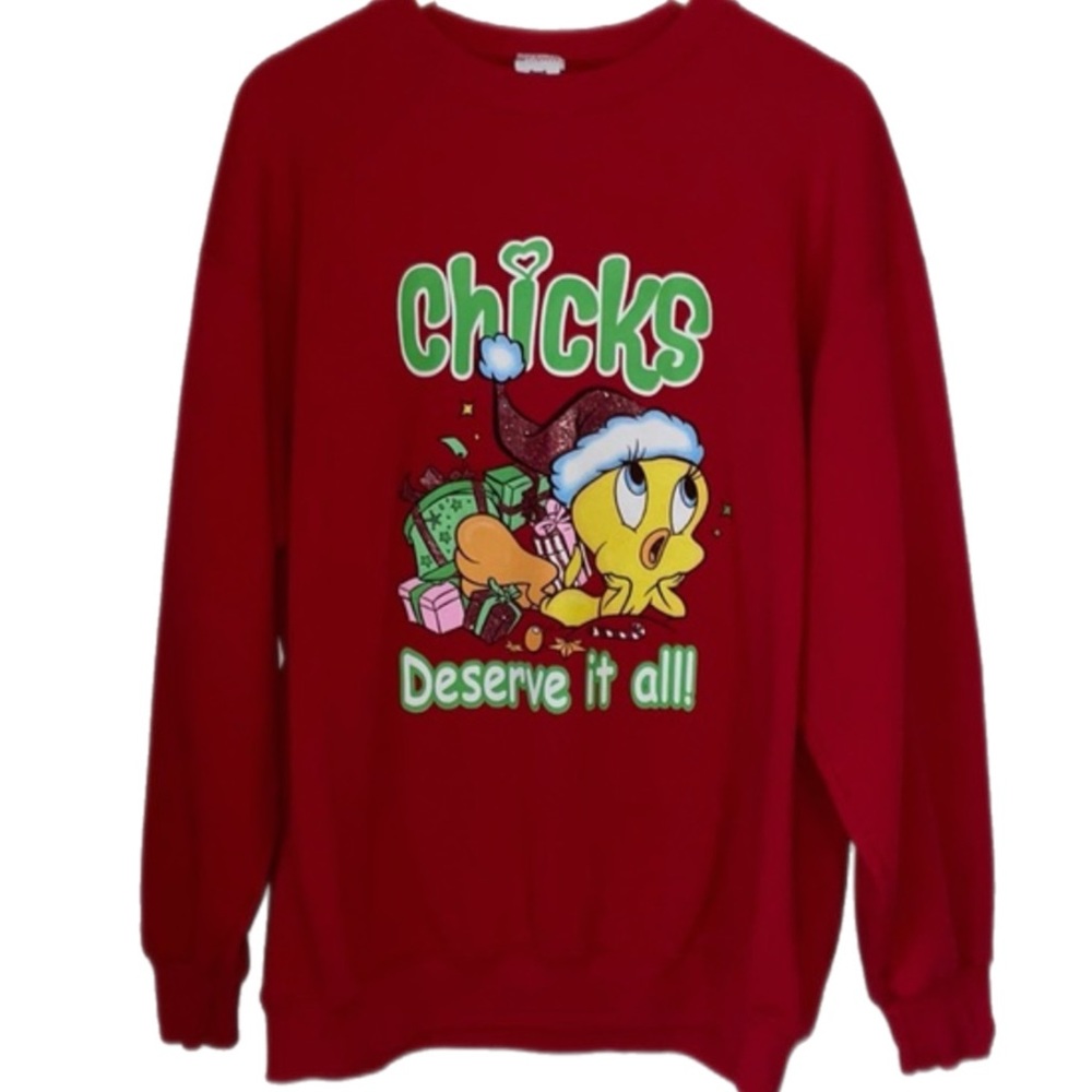 Vintage Looney Tunes Tweety Bird Christmas Holiday Oversized Crewneck